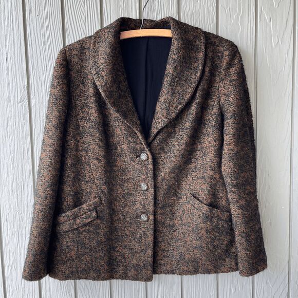 VTG 60s Abe Reinis Tweed Coat L ACWA Union Made USA Textured Short Jacket - Picture 8 of 12